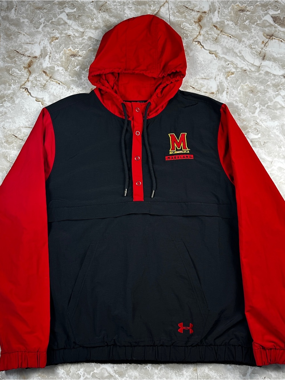 Maryland Terrapins Jacket Mens Large NCAA College Under Armour Black Pullover